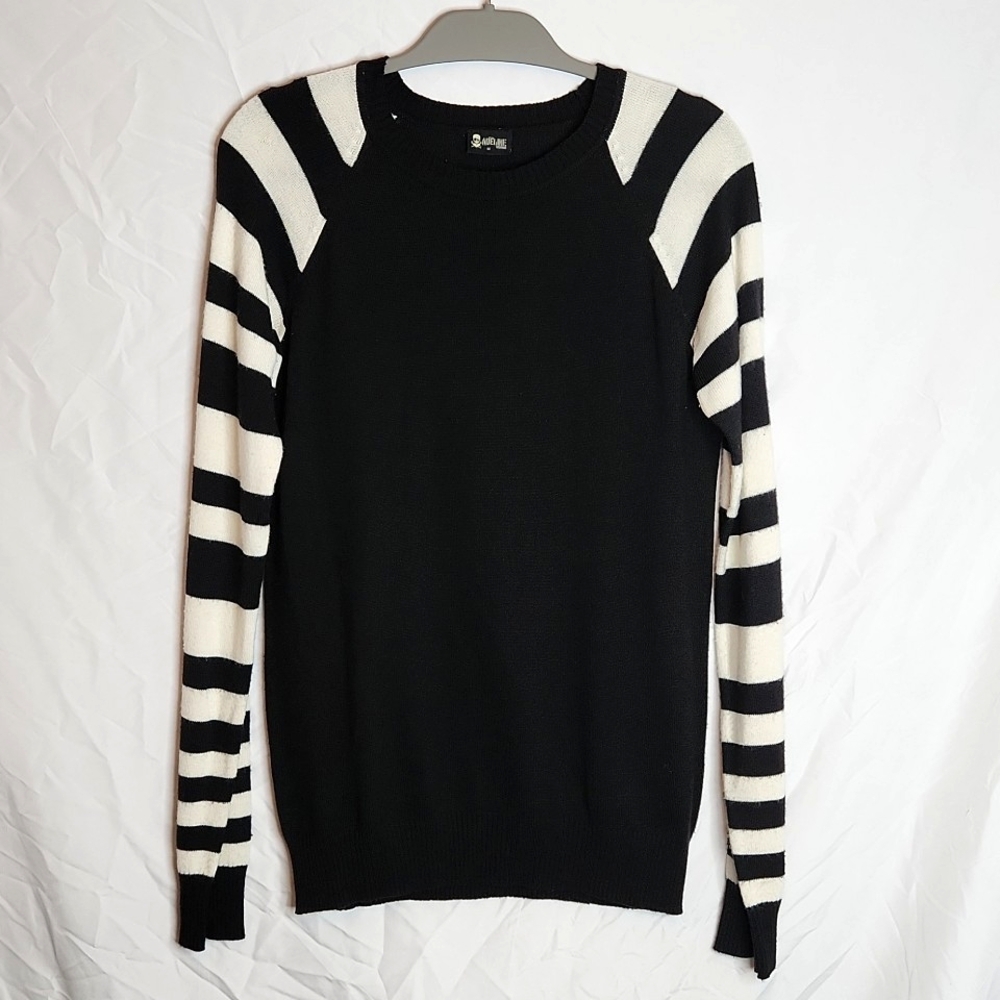 Striped sleeve sweater